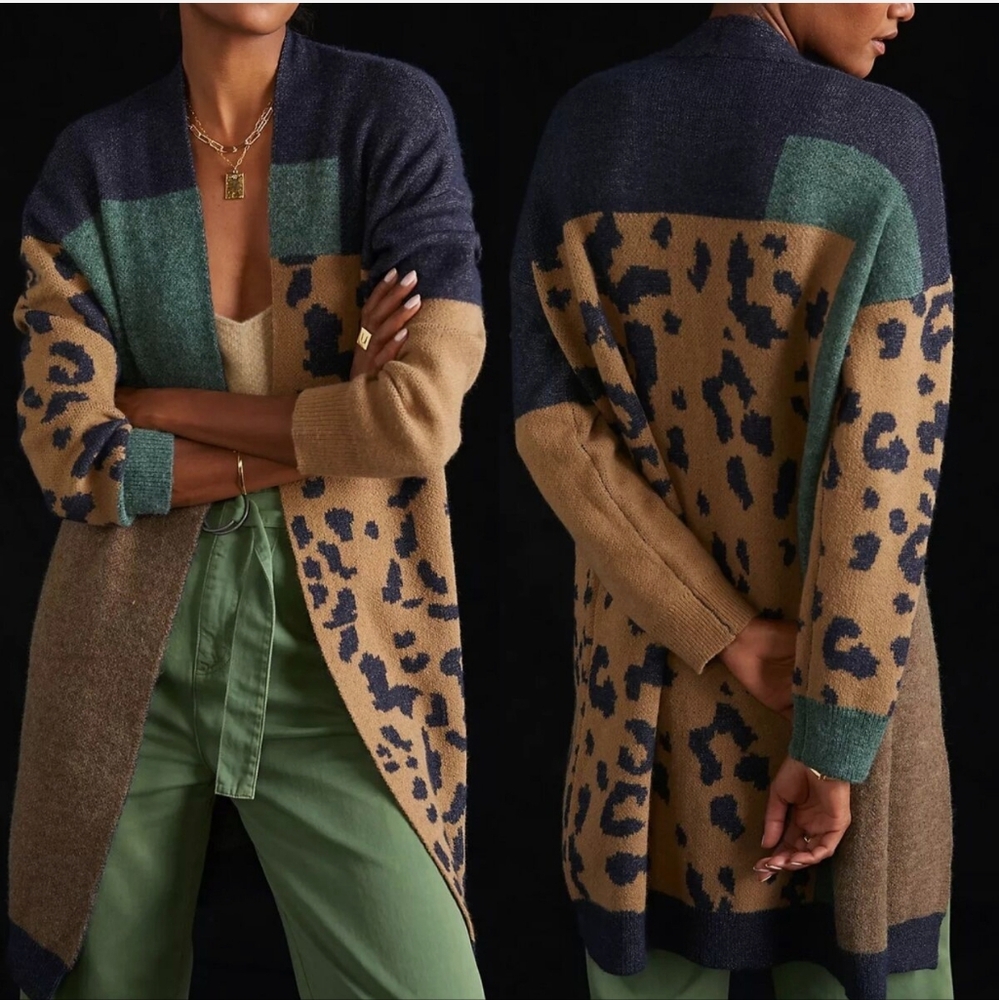 | Anthropologie | Pilcro & the Letterpress Animal Print Duster Cardigan size OS